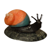 Bronze snail nightlight patinated glass shell lined marble base ref A208/12