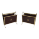 Pair of mahogany and brass magazine racks. Maison Jansen