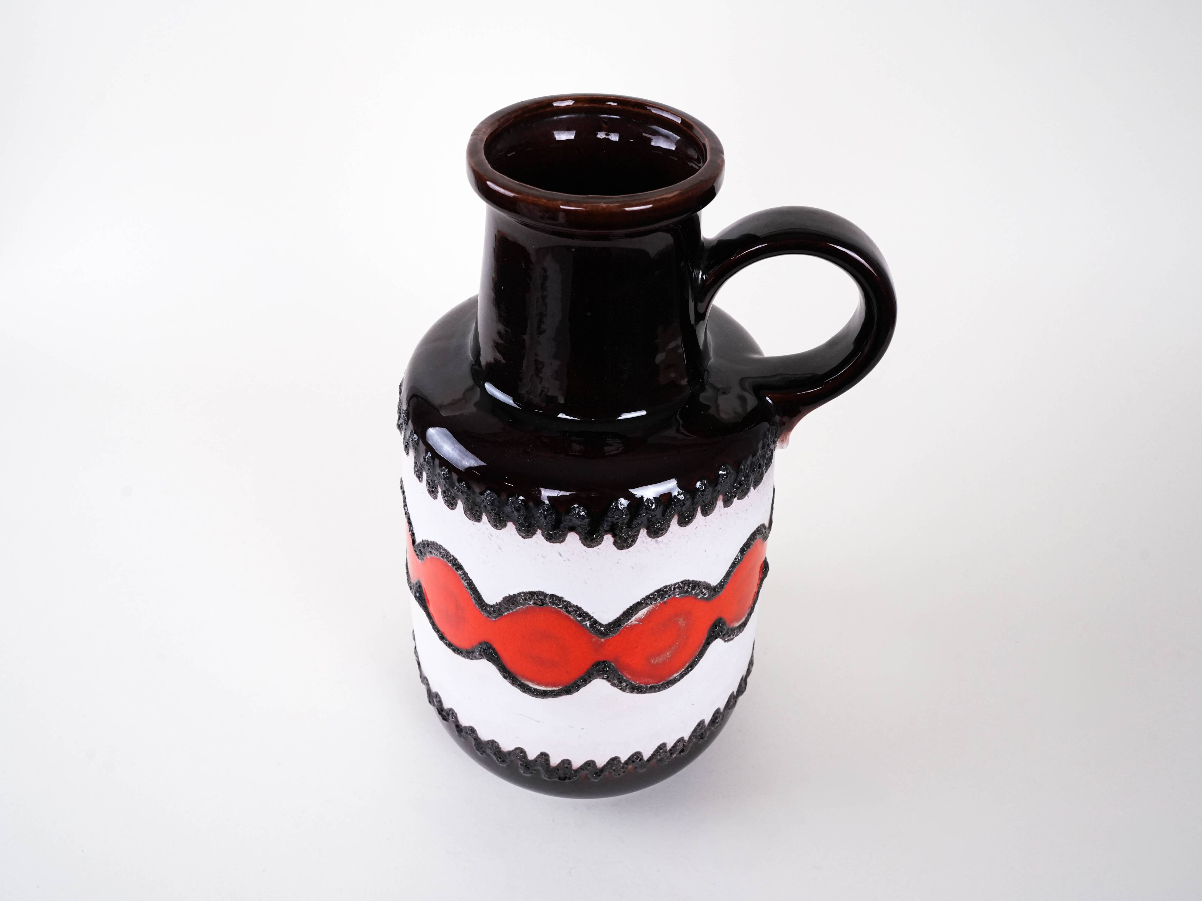Ceramic vase with a handle, German design, 1960s, made in West Germany