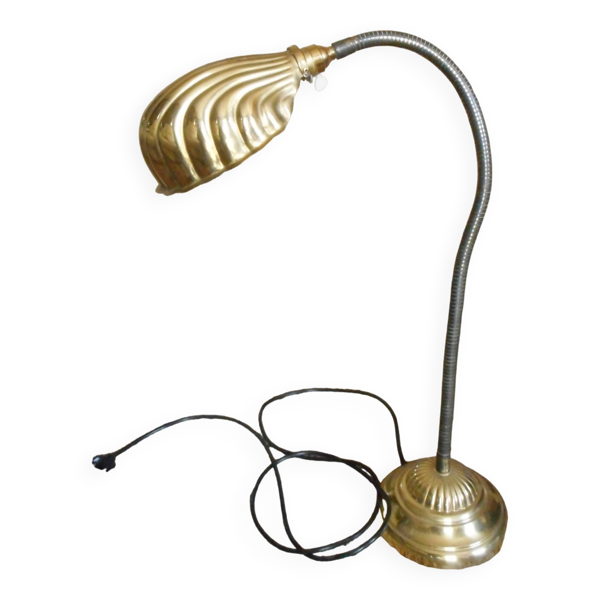 Large art deo brass shell lamp 90 cm
