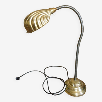 Large art deo brass shell lamp 90 cm