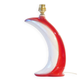 Pied de lampe italien céramique nacrée rouge & blanc vintage 1960