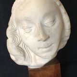 Bronze-middle-aged woman's head in plaster
