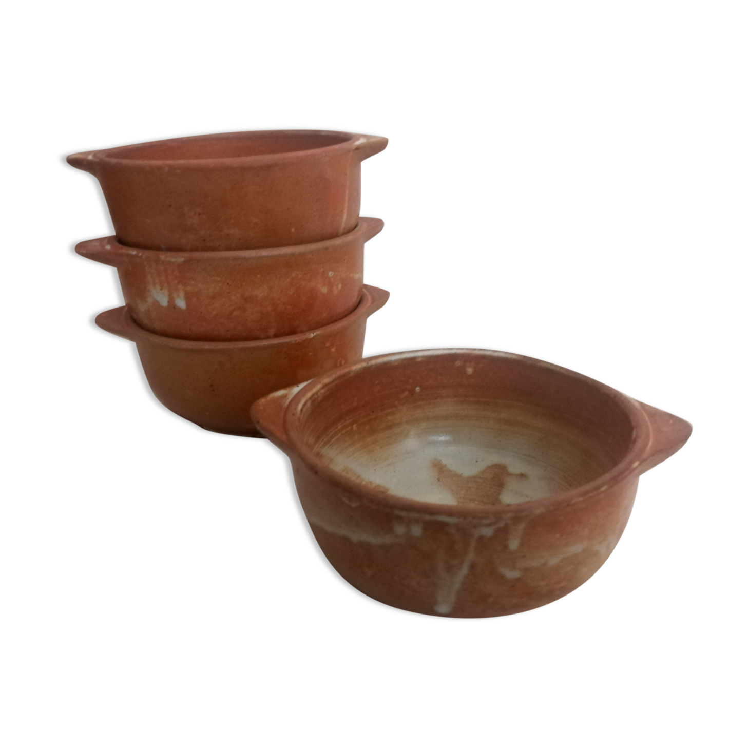 Set of 4 bowls handmade sandstone 60s