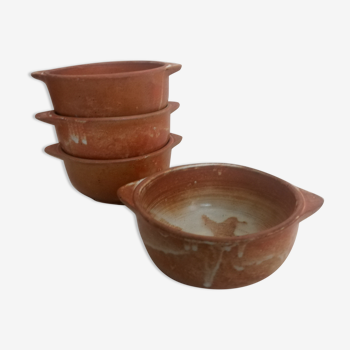 Set of 4 bowls handmade sandstone 60s