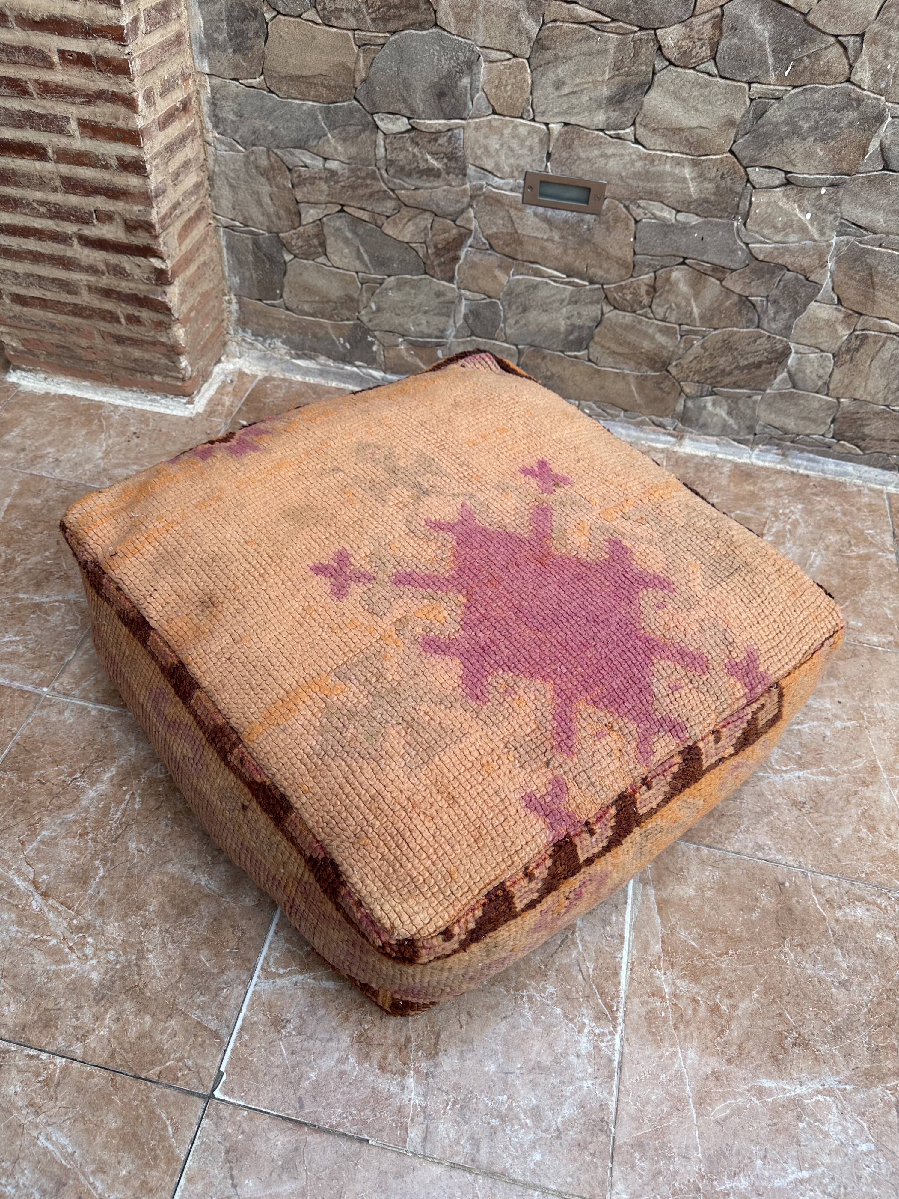 Handmade Berber Kilim pouf, floor cushion.