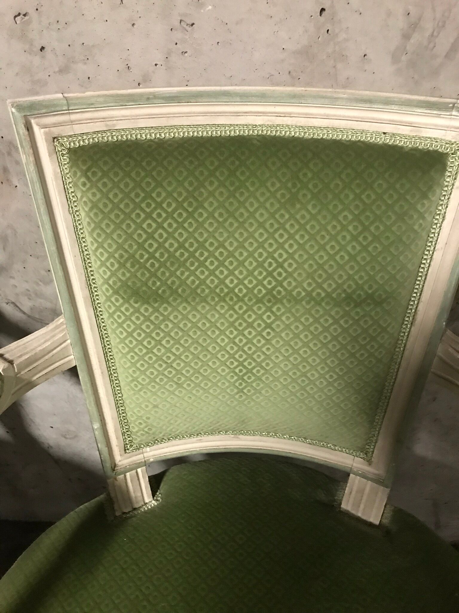 Pair of louis XVI green armchairs