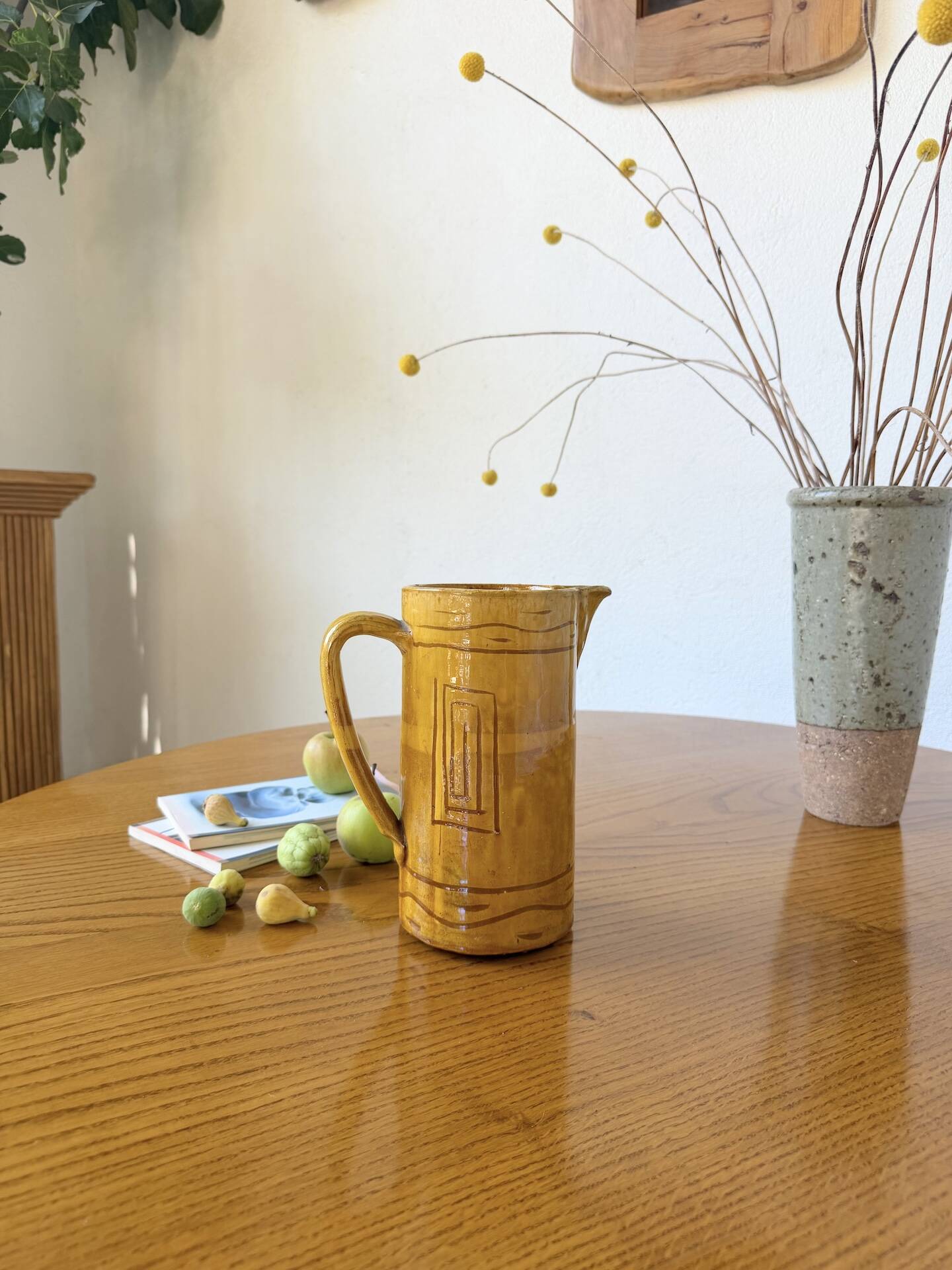 Vintage yellow glazed stoneware jug