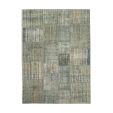 Handwoven Turkish Contemporary 176 cm x 246 cm Grey Patchwork Carpet