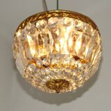 French Mid-Century Bronze and Crystal Bag Light – Flush Mount 5202