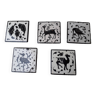5 glazed terracotta tiles