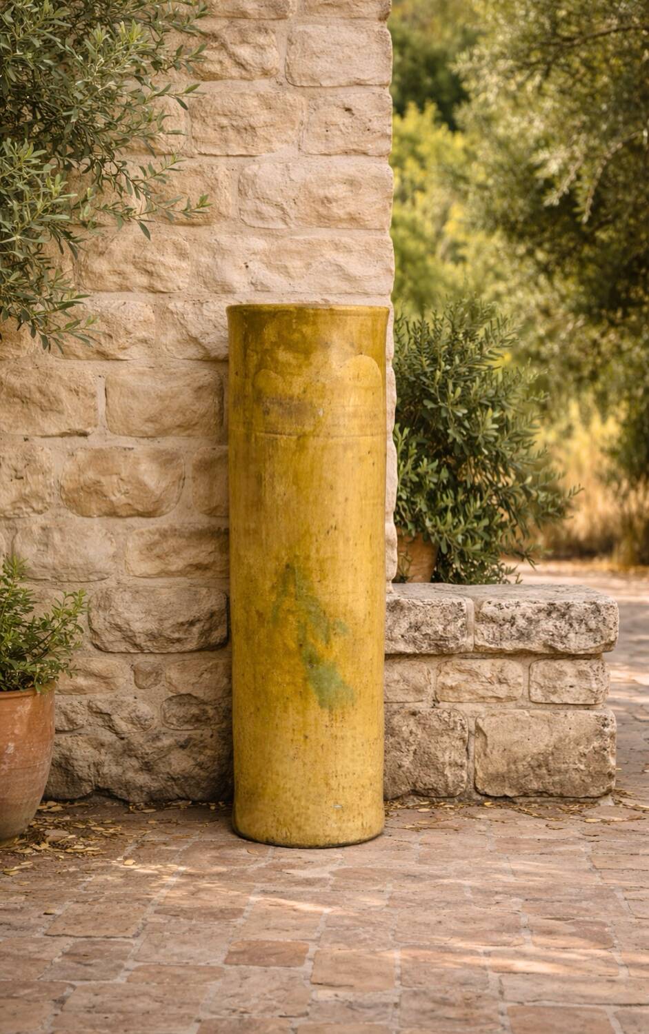Large ancient yellow glazed jar from South West France.