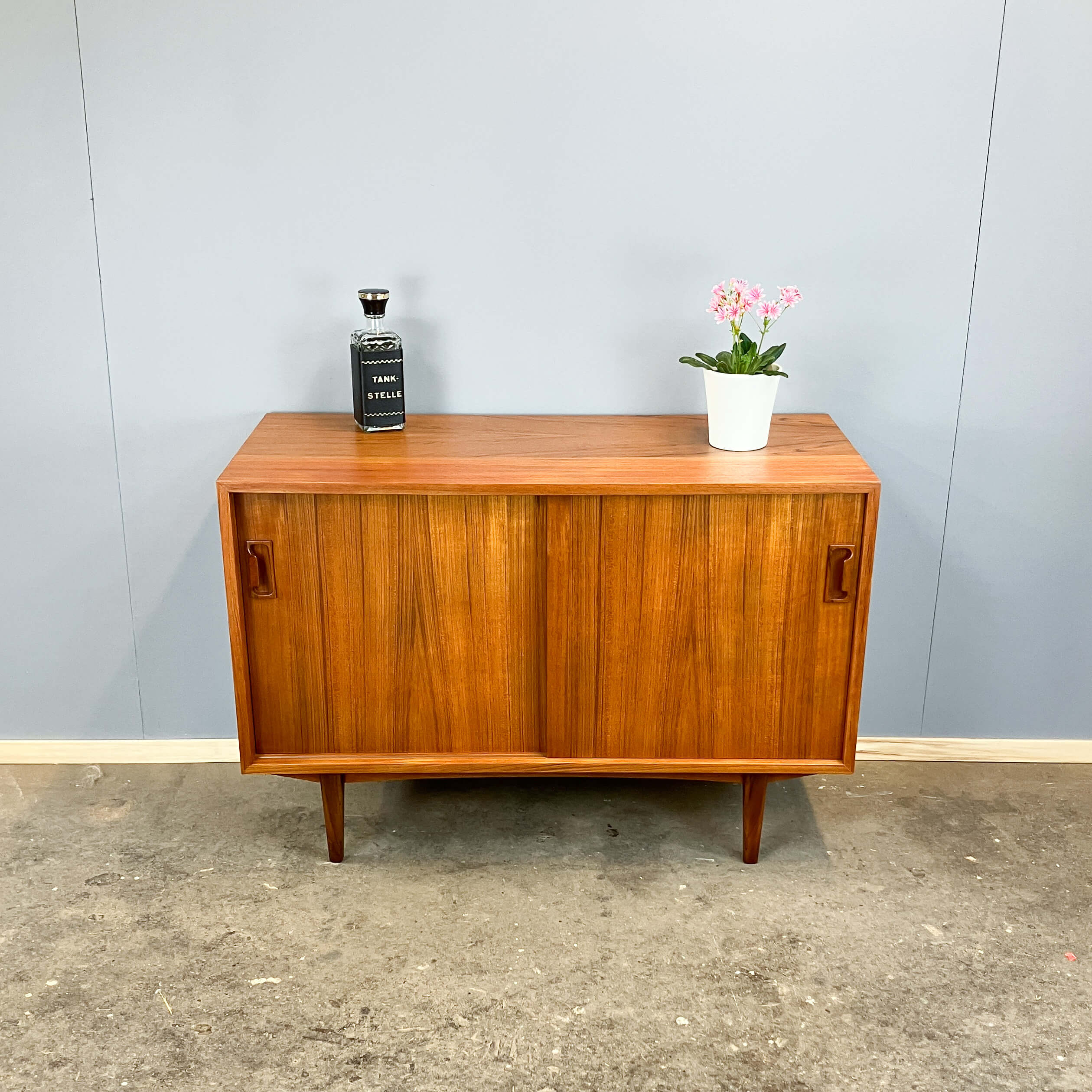 Small sideboard with sliding doors, teak, 1960s