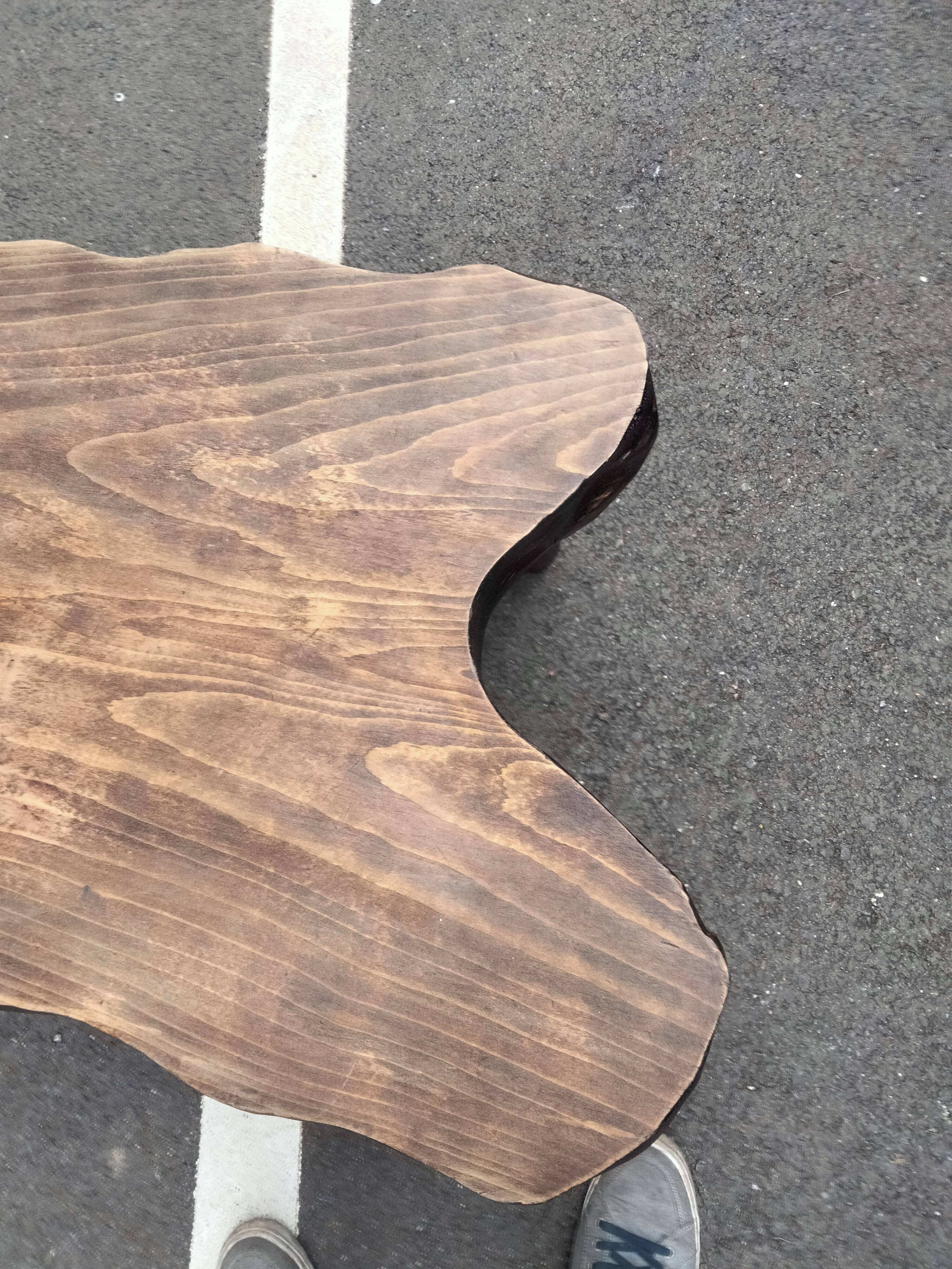 Old wooden side table vintage tree trunk décor