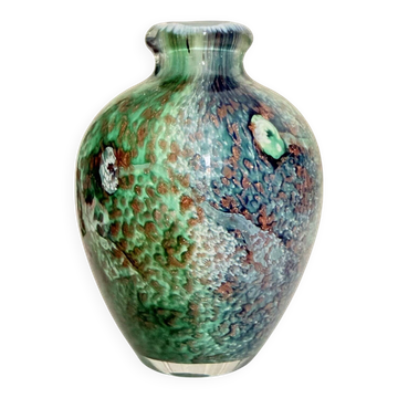 Art glass vase Jean-Michel Operto Biot, French studio glass, gold leaf G