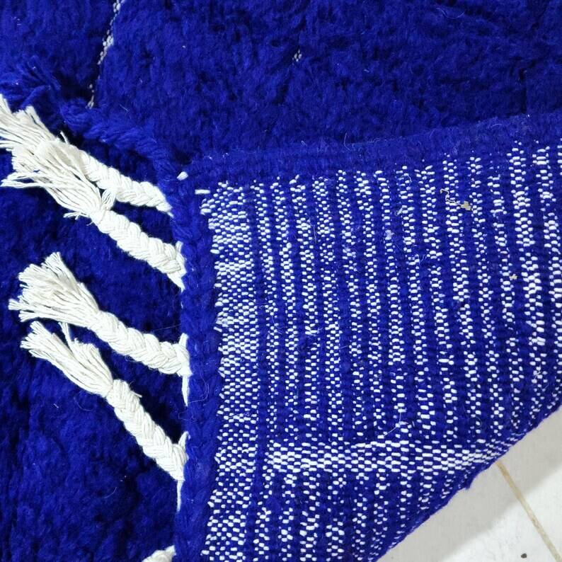 Moroccan blue wool rug 250cm x 150cm