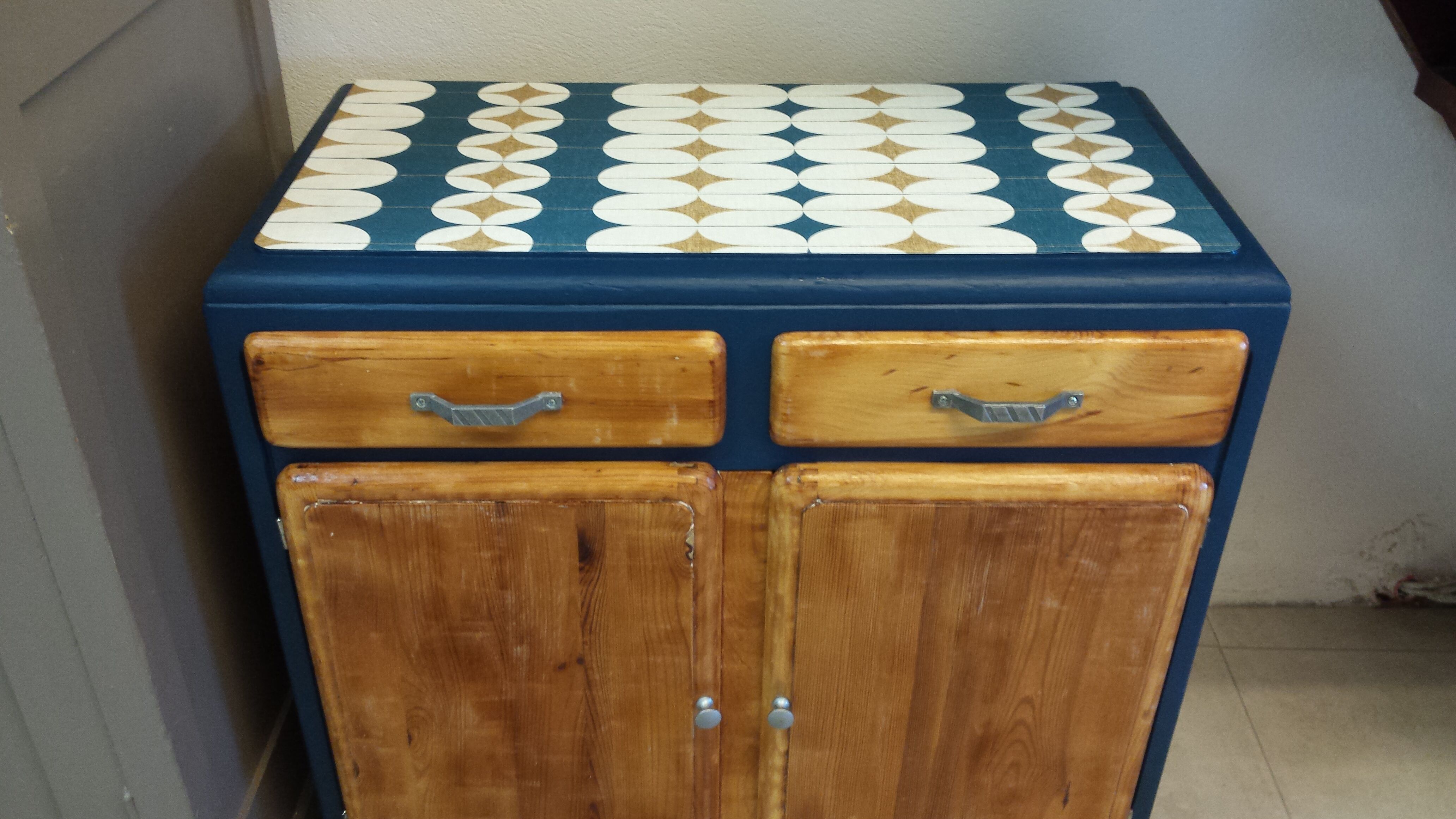 Mado bass buffet renovated wood and blue