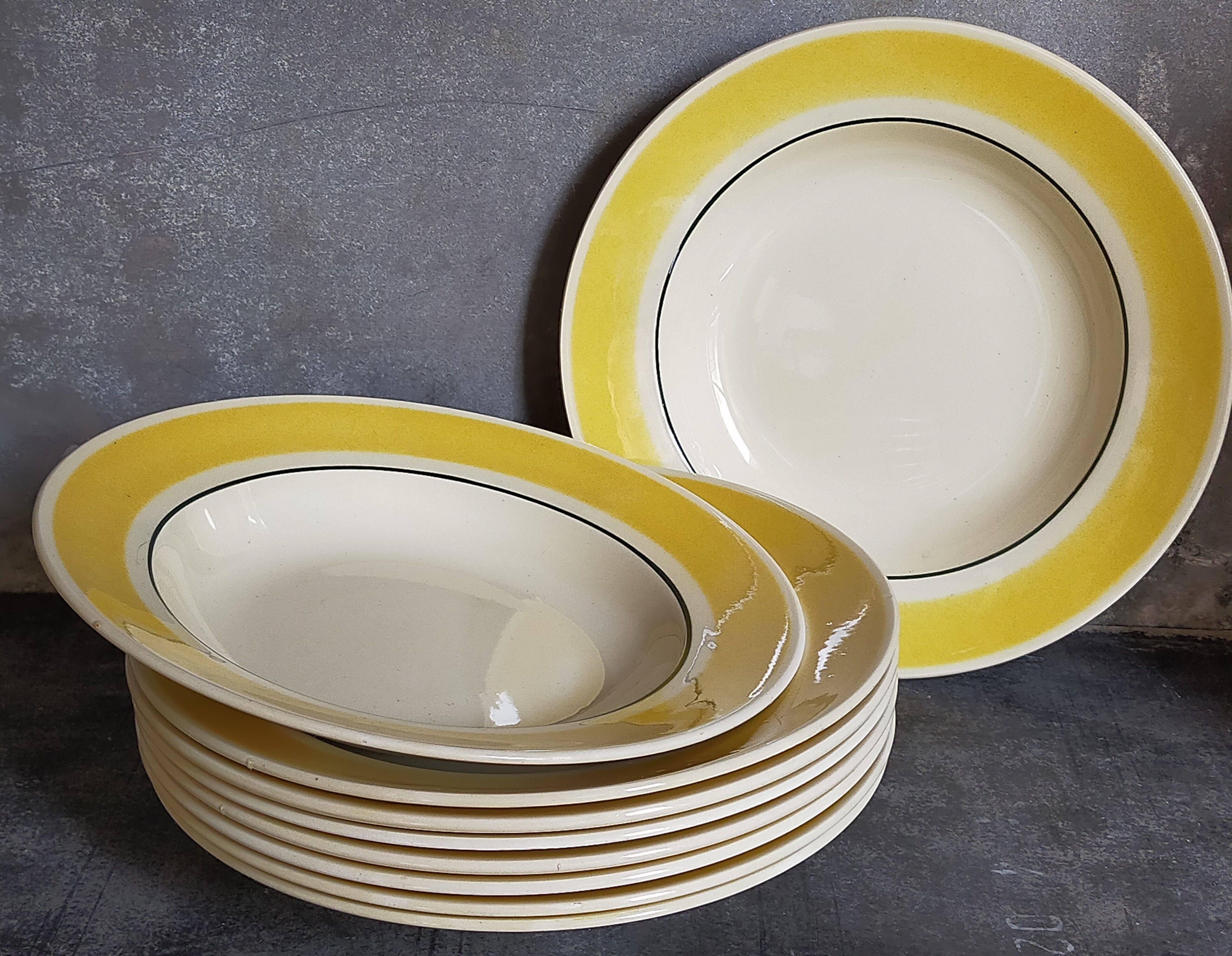 Nine plates faience of gien creation primefleur service caroline vintage