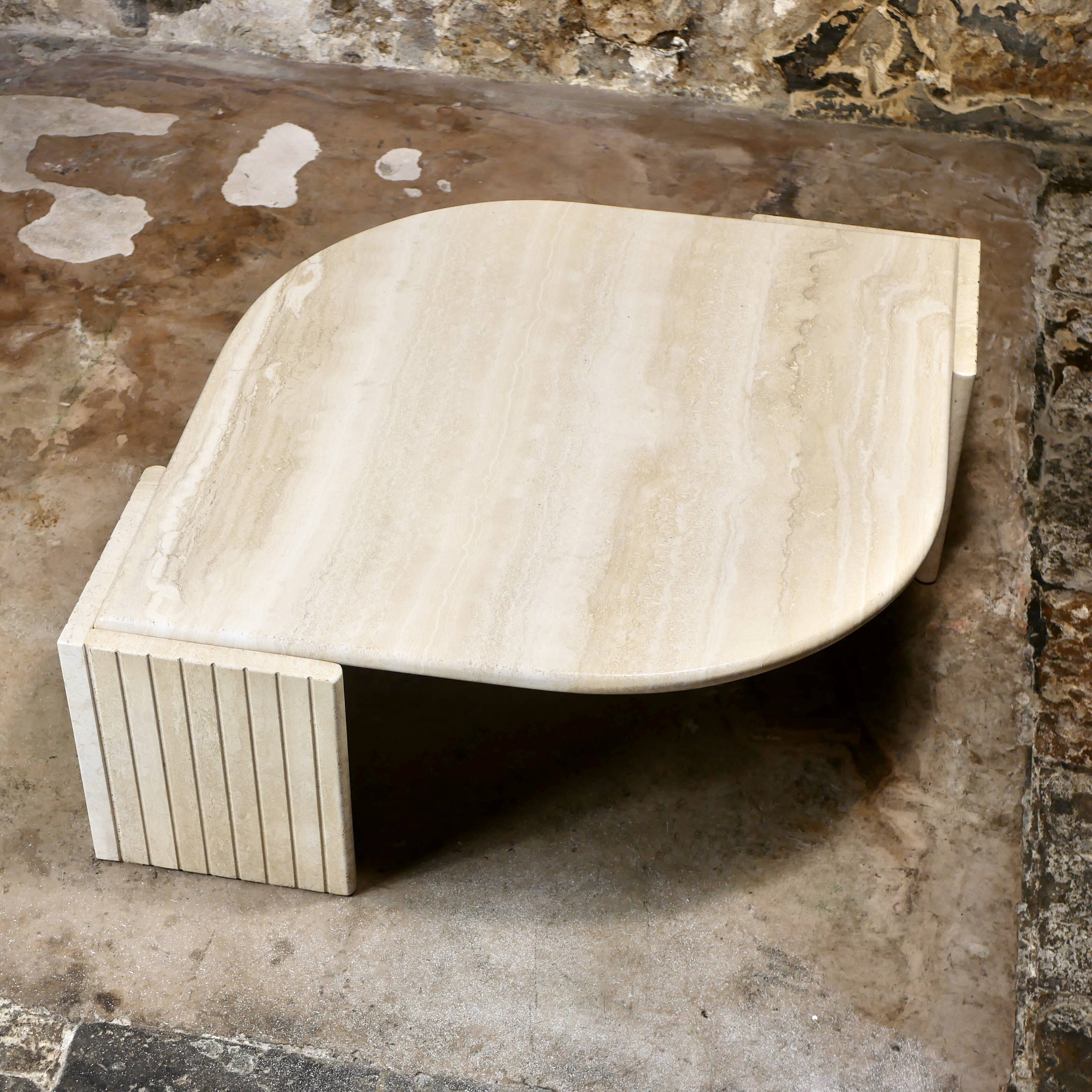 Travertine eye coffee table by Roche Bobois, 1970s
