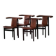 Hans Olsen, Set of 4 Frederik VII dining chairs, oak and leather, mid-20th century