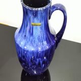 Handle vase West Germany 407-35 in vintage blue ceramic Scheurich 70'S