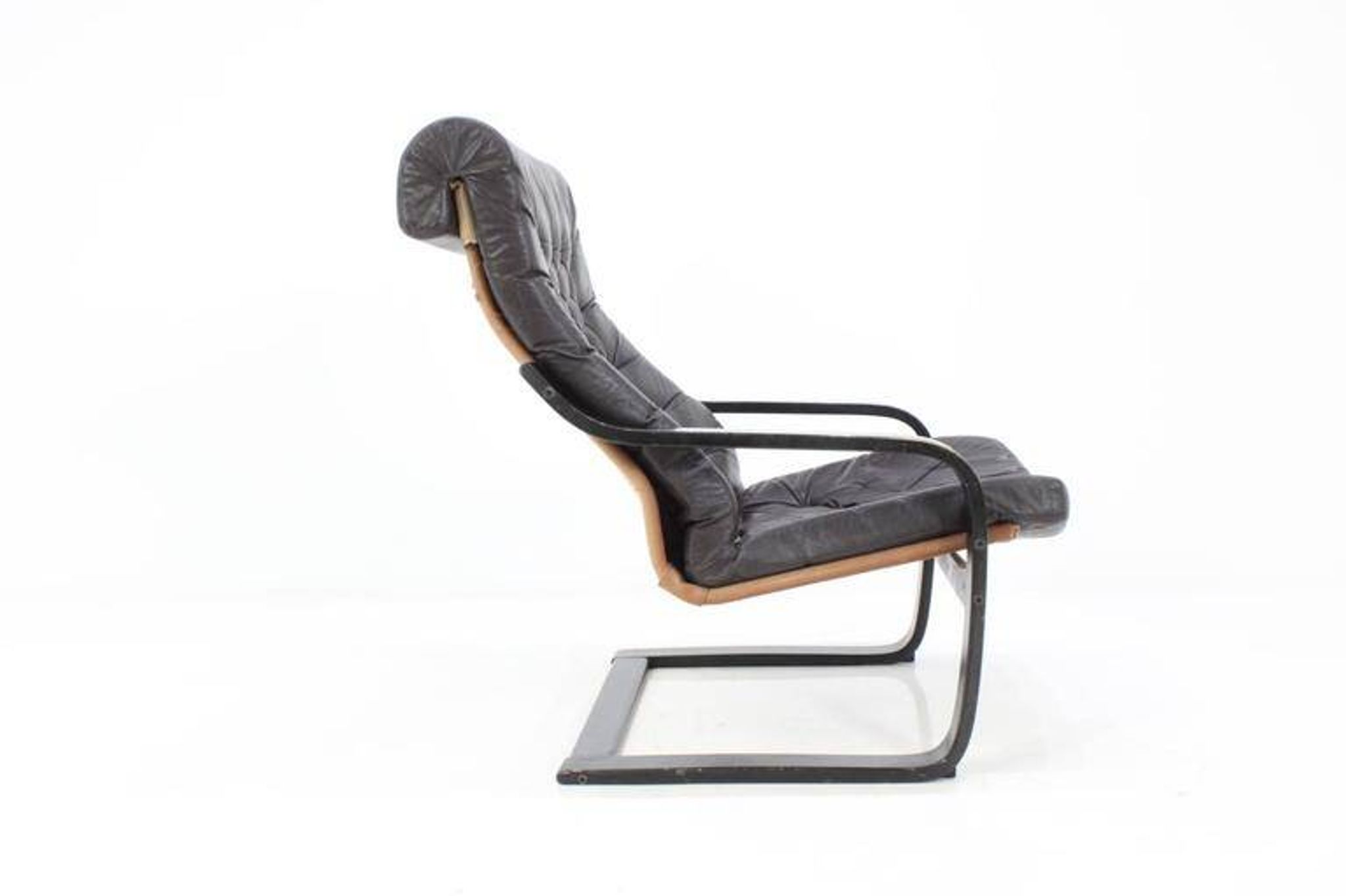 Finnish Mid-Century Leather Lounge or Armchair, 1970s