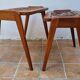 Pair of Malagasy nesting tables in carved wood, signed, m.o.f, 1955