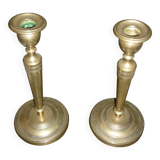 Pair of antique gilded brass candlesticks