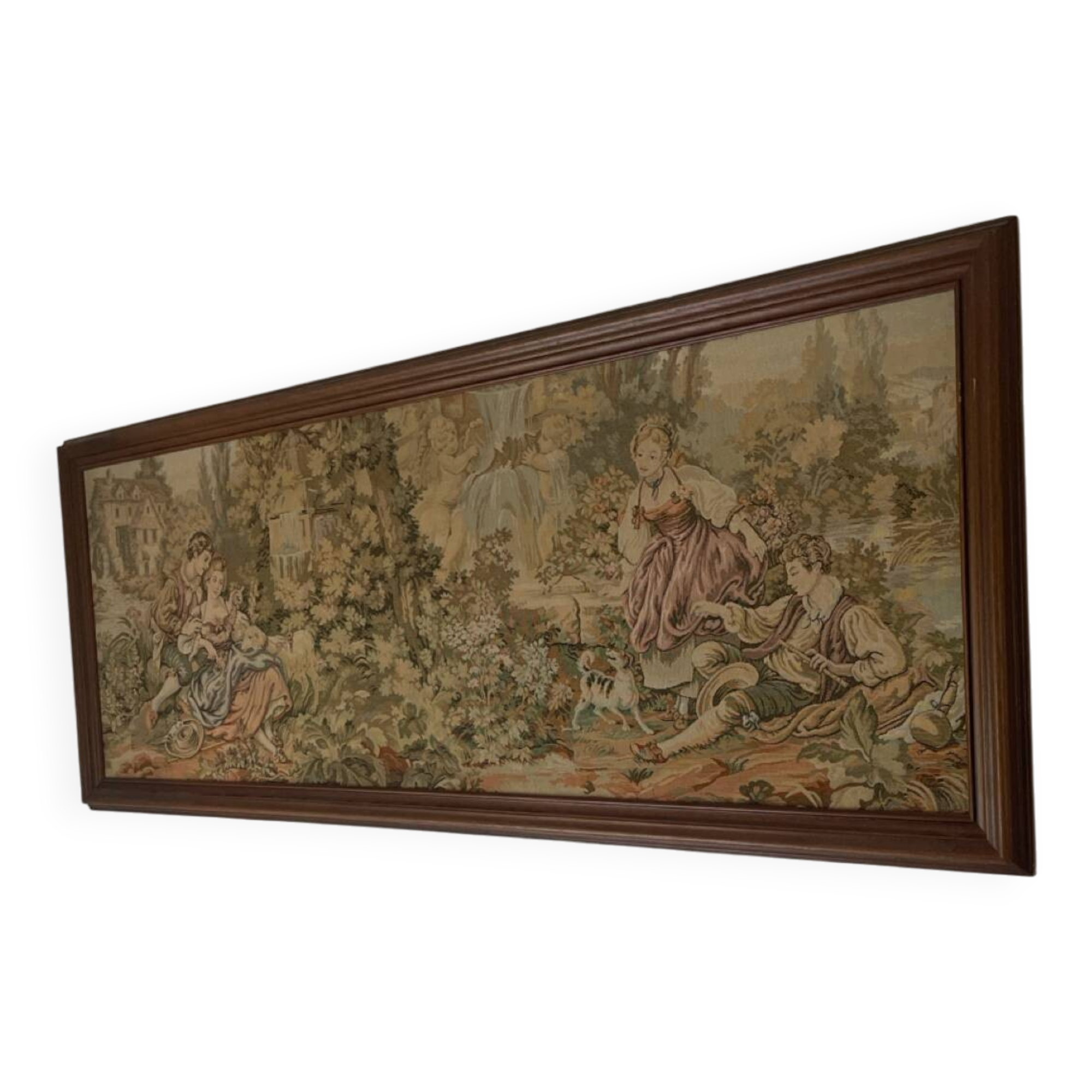 Large framed Aubusson-style wall tapestry