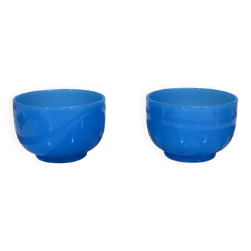 Pair of blue opaline bowls from the 19th century.