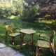 Ensemble table et fauteuils rotin et scoubidou
