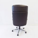 German office armchair black leather 70s