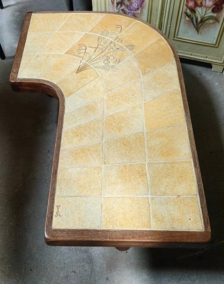 Biomorphic ceramic coffee table – signed Barrois – 1950s/60s