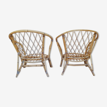 Two garden rattan armchairs