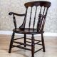 19th-Century English Beech Wood Armchair in Dark Brown, 1970s