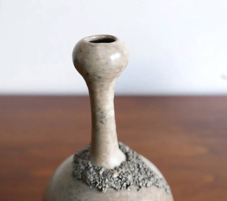 Brown ceramic vase with a long neck, 1950s.