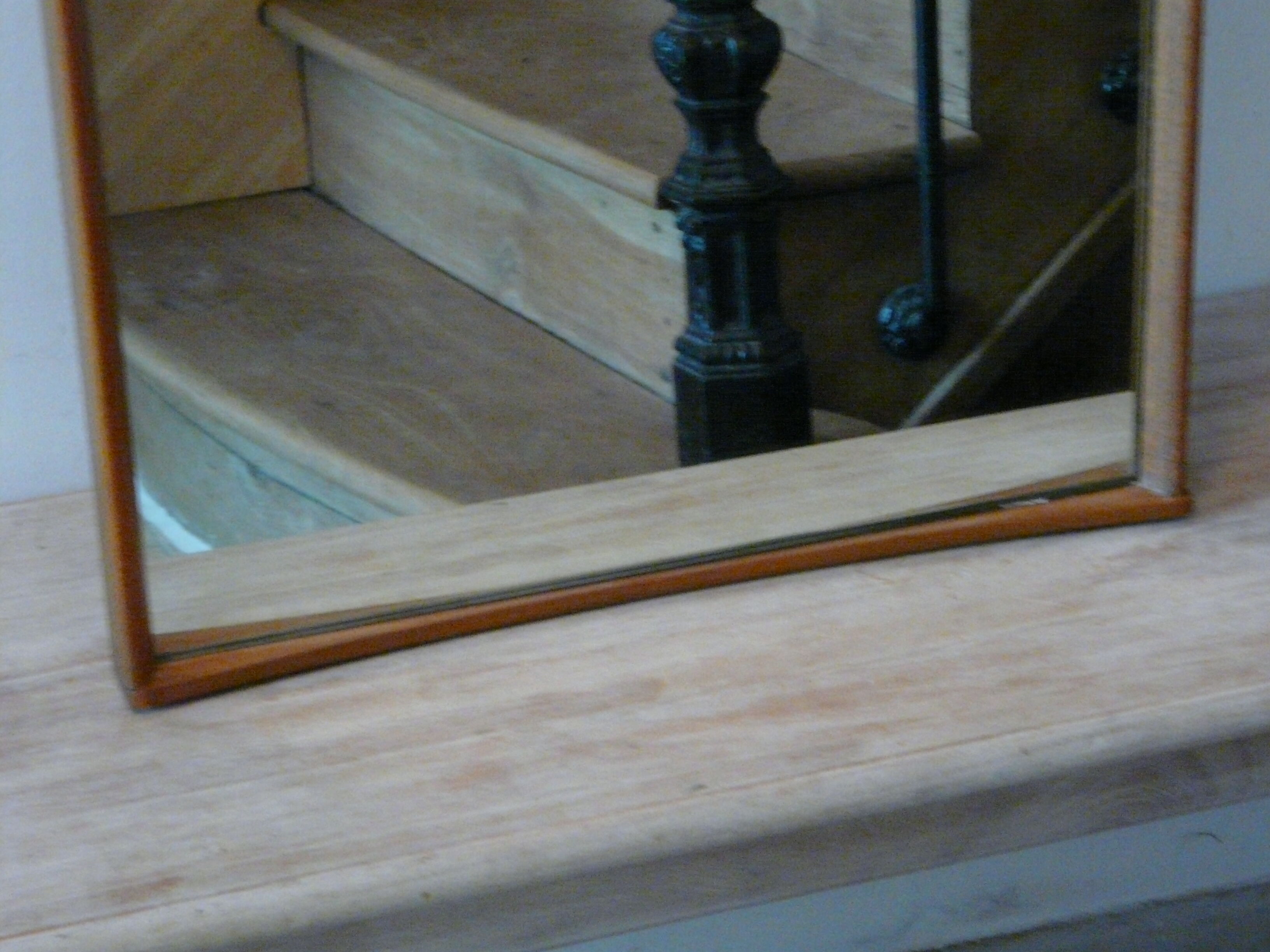 Scandinavian rectangular teak wall mirror - 45x122cm