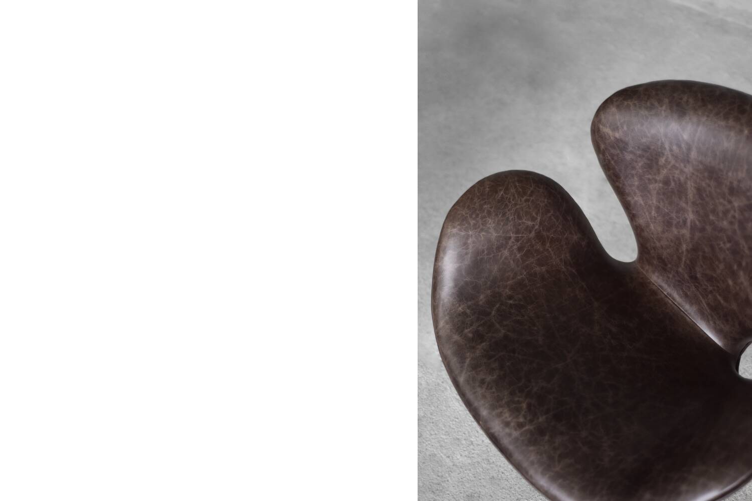 Brown leather Swan chair by Arne Jacobsen, mid-century Danish modernity.