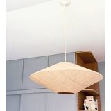 Woven rattan saucer pendant light
