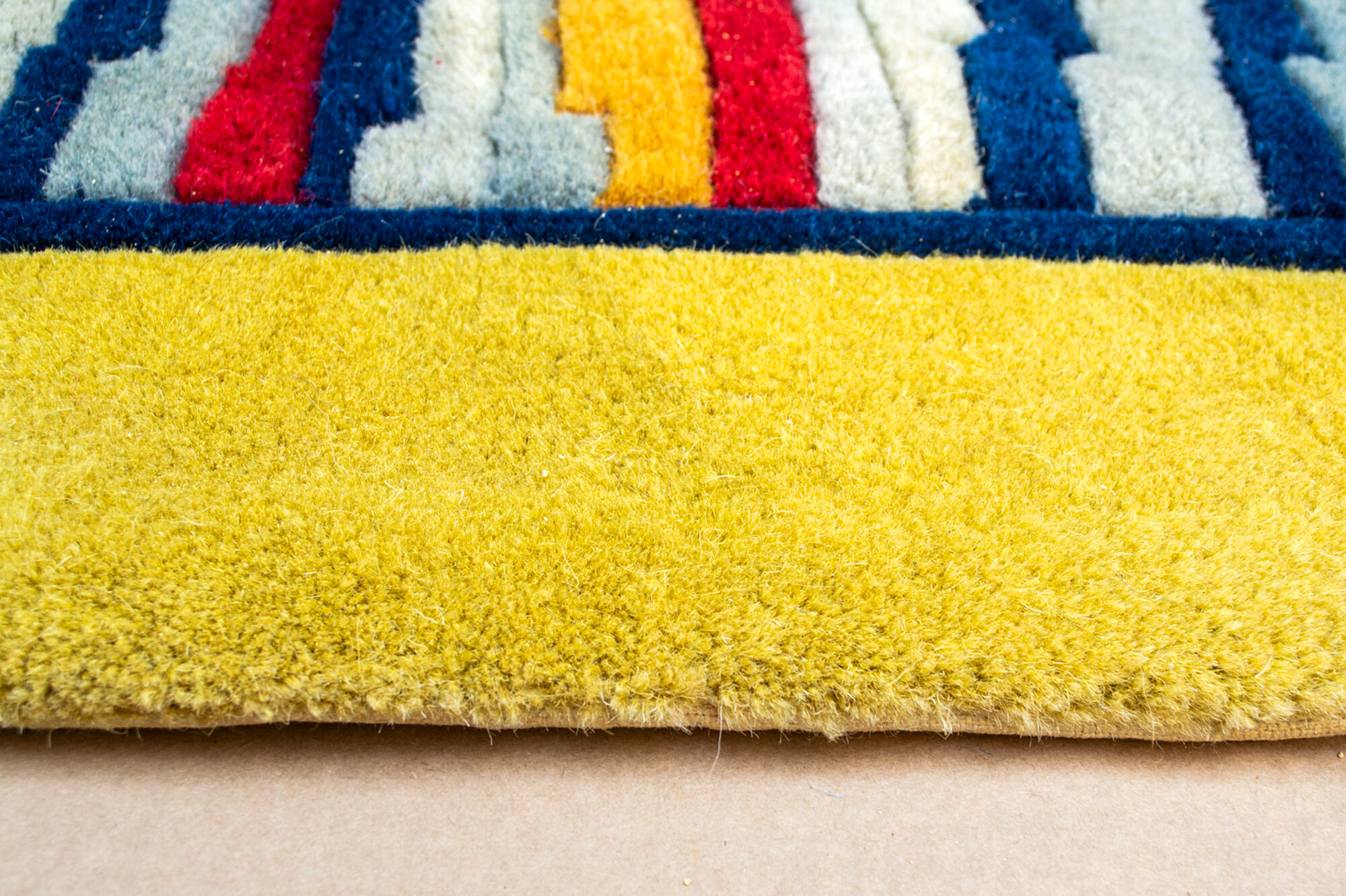 Mat with geometric design, hand tufted 1970s