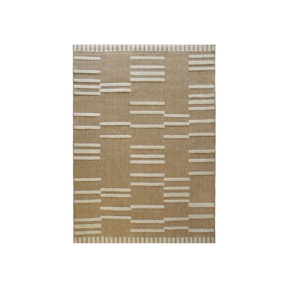 Beige jute rug with white relief 80x150 cm