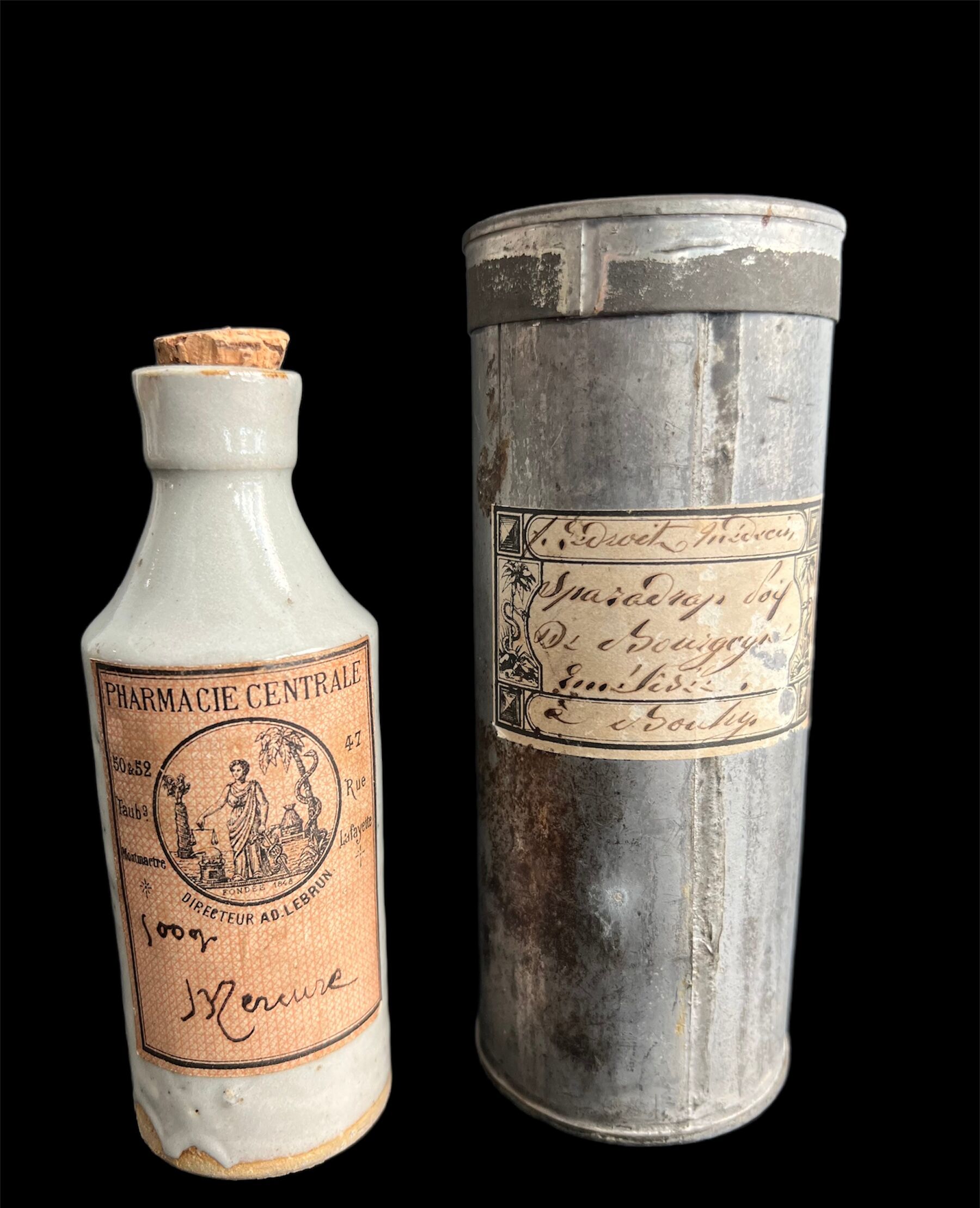 RARE Mercury stoneware pharmacy bottle