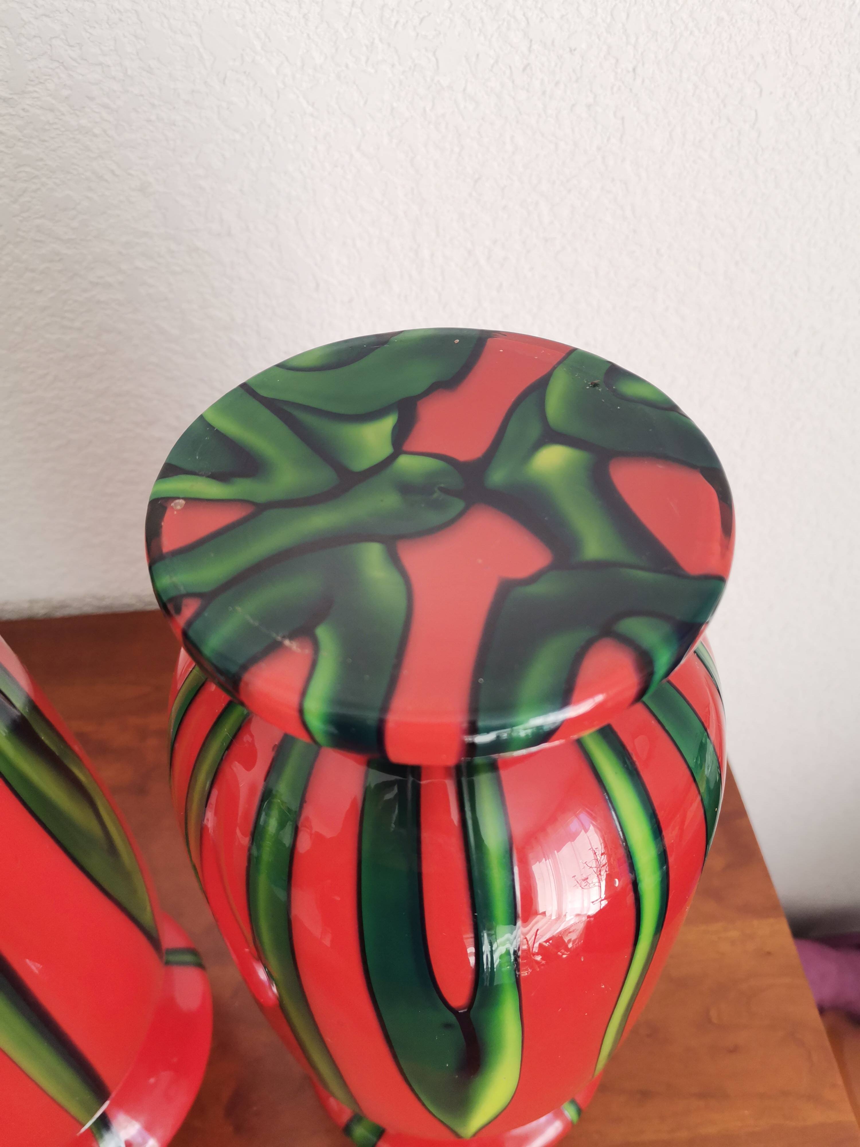 Bohemian vase pair "Bambus"