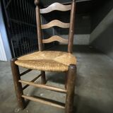 4 Charles Dudouyt style wooden and straw chairs