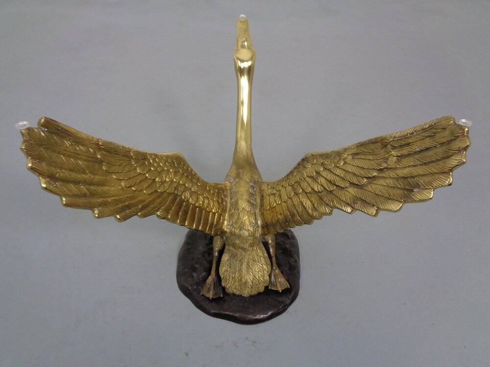 French Swan Coffee Table in Brass and Glass, 1960s