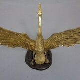 French Swan Coffee Table in Brass and Glass, 1960s