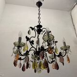 Bronze multicolored Crystal chandelier 1950’s