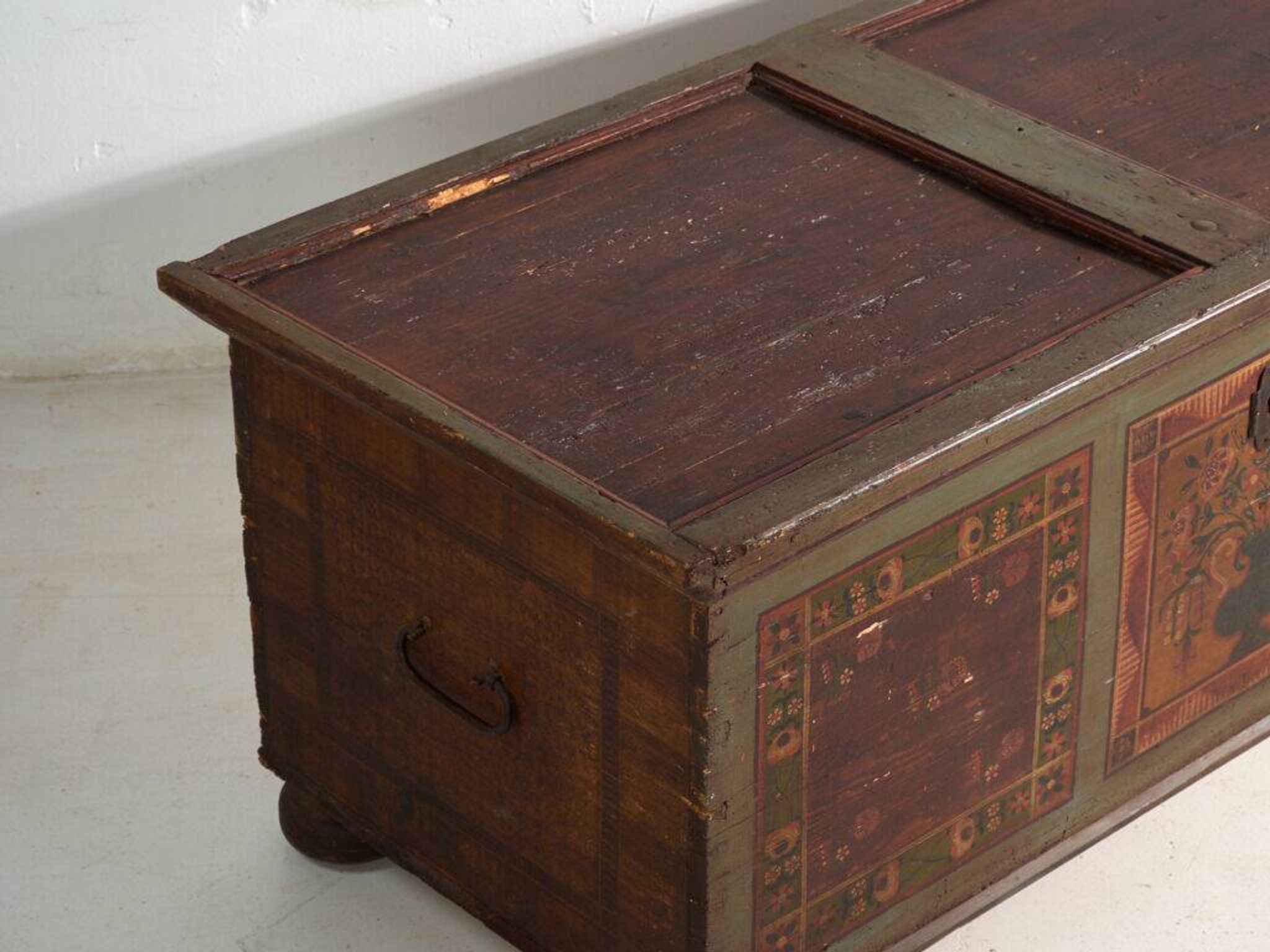 Antique polychrome wedding chest – Central Europe, circa 1850