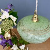 Vintage green and gold Clichy glass lampshade pendant light