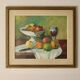 Original Swedish oil painting on canvas from the mid-century "Still Life with Bowl of Fruit" by Eric Lundgren -